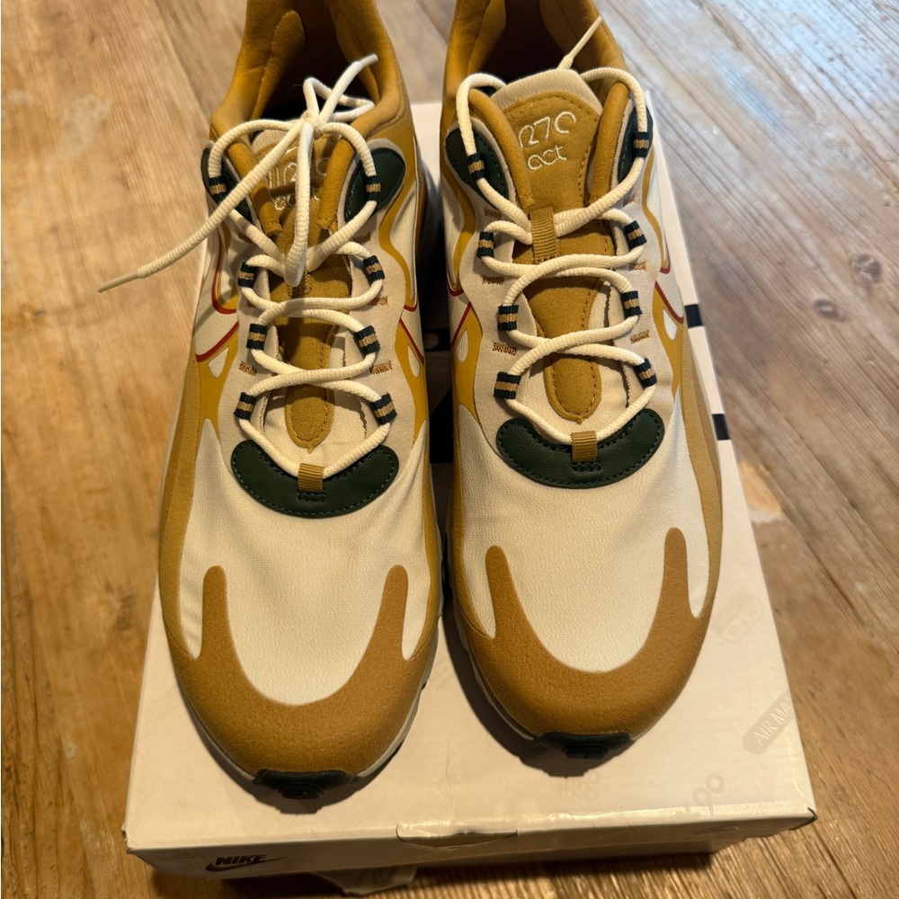 Nike Air Max 270 React - White, Green, Gold